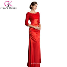 Grace Karin Ladies Elegant Robe de soiree robe à laine rouge à manches longues CL4524-2 #